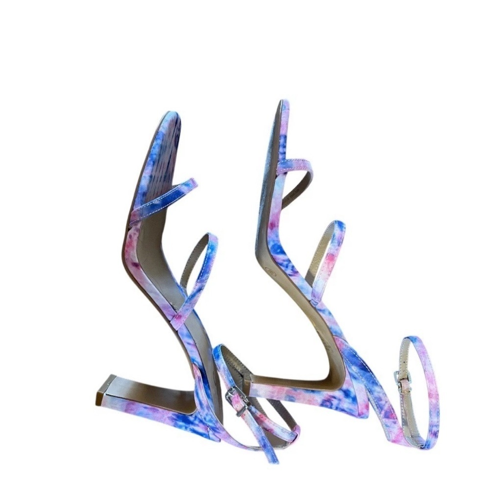 Mix No. 6 Aliciana tie-dye heeled sandals with an ankle strap and square toe